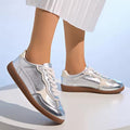 White Silver Metallic Grey Shoes